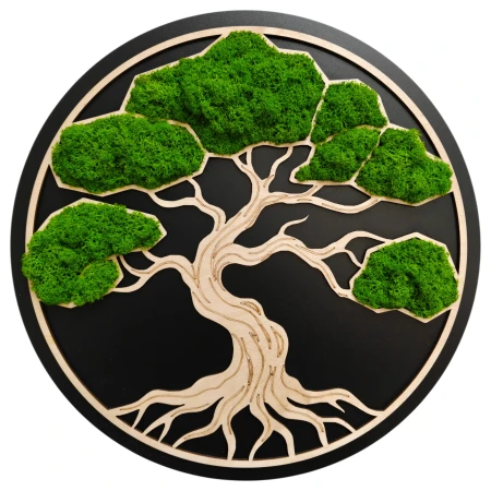 Ekskluzywny Obraz z Mchu Bonsai | Sklejka, Wosk i HDF | FabART Premium