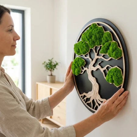 Ekskluzywny Obraz z Mchu Bonsai | Sklejka, Wosk i HDF | FabART Premium