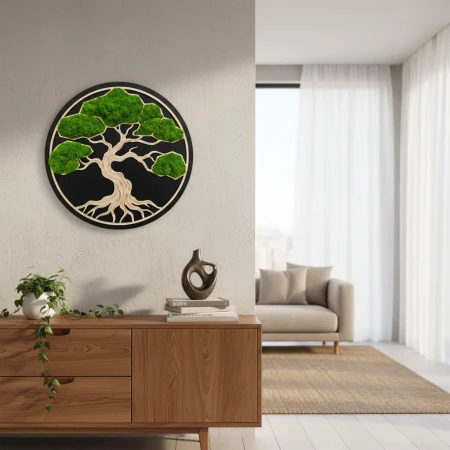 Ekskluzywny Obraz z Mchu Bonsai | Sklejka, Wosk i HDF | FabART Premium