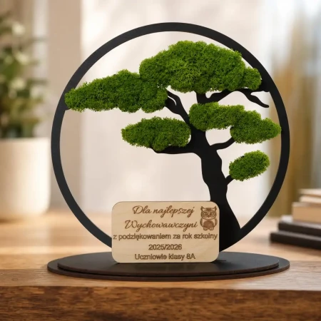 Stojący Obraz z Mchu z Personalizacją – Drzewko Bonsai