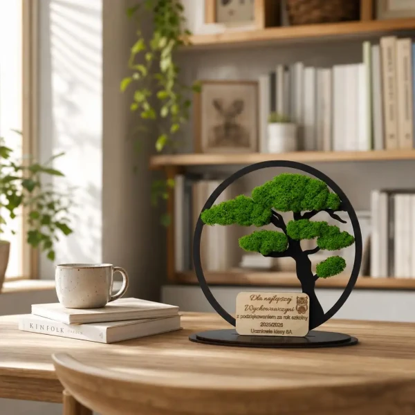 Stojący Obraz z Mchu z Personalizacją – Drzewko Bonsai