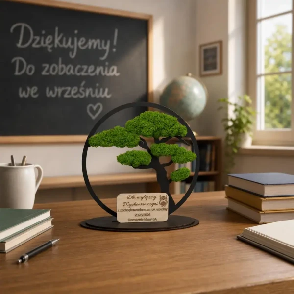 Stojący Obraz z Mchu z Personalizacją – Drzewko Bonsai
