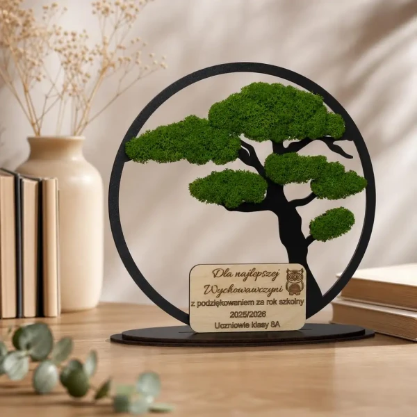 Stojący Obraz z Mchu z Personalizacją – Drzewko Bonsai