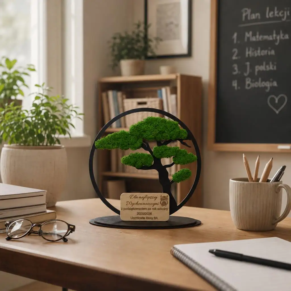 Stojący Obraz z Mchu z Personalizacją – Drzewko Bonsai